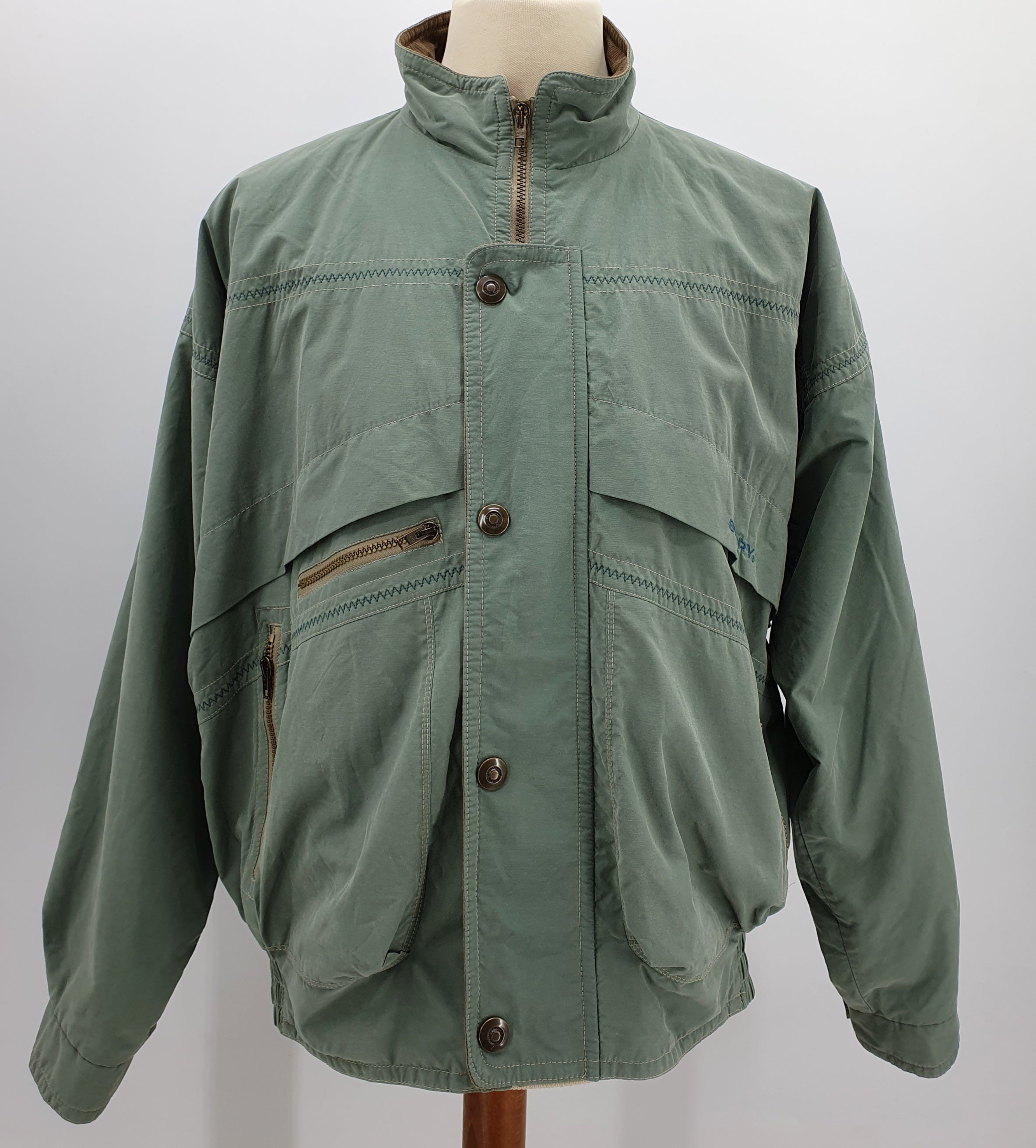 Vihreä miesten vintagetakki 90-luvulta, pusakkamalli