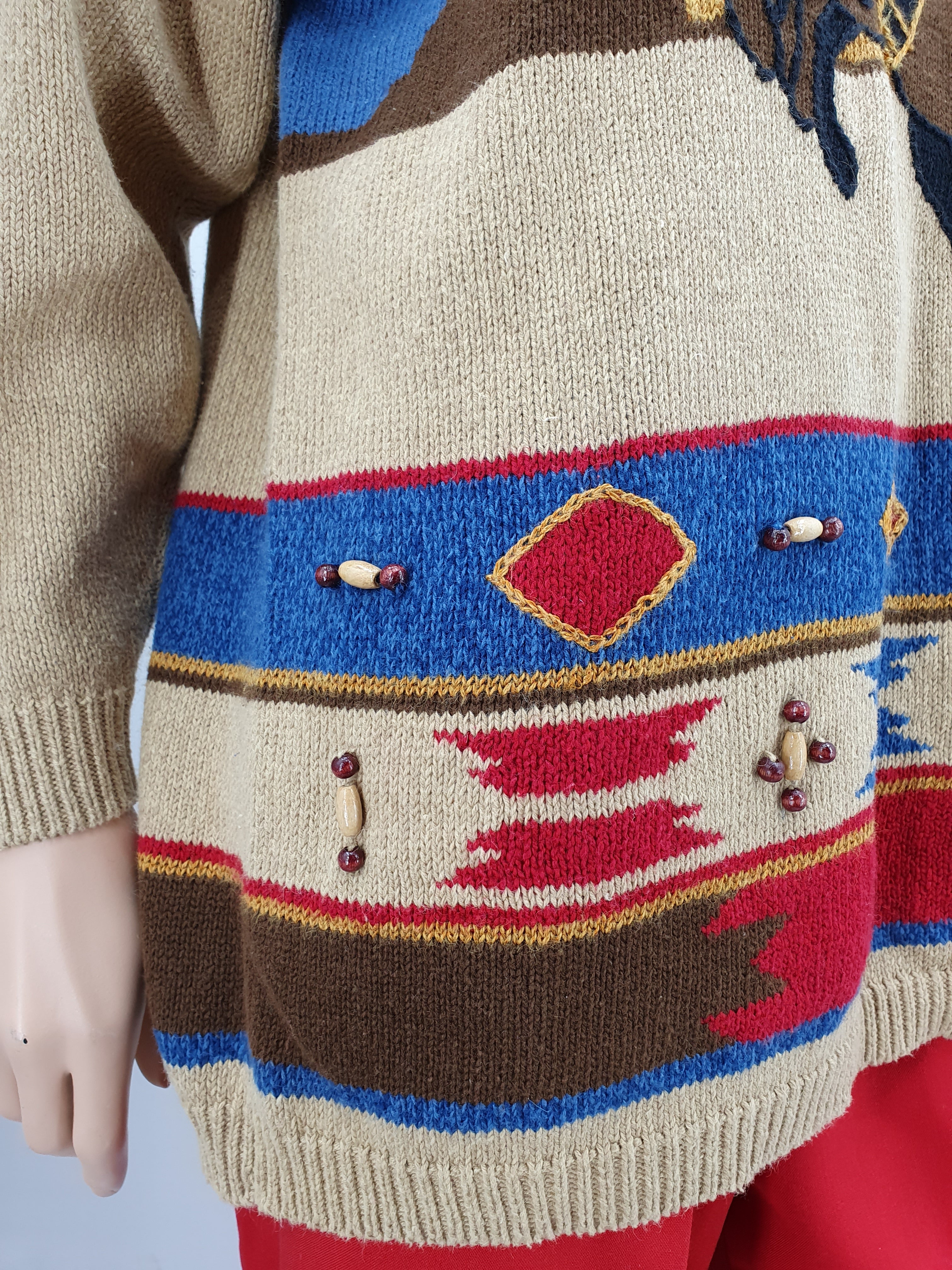 Lizsport, rodeo-themed sweater from the 90s, size 38-40