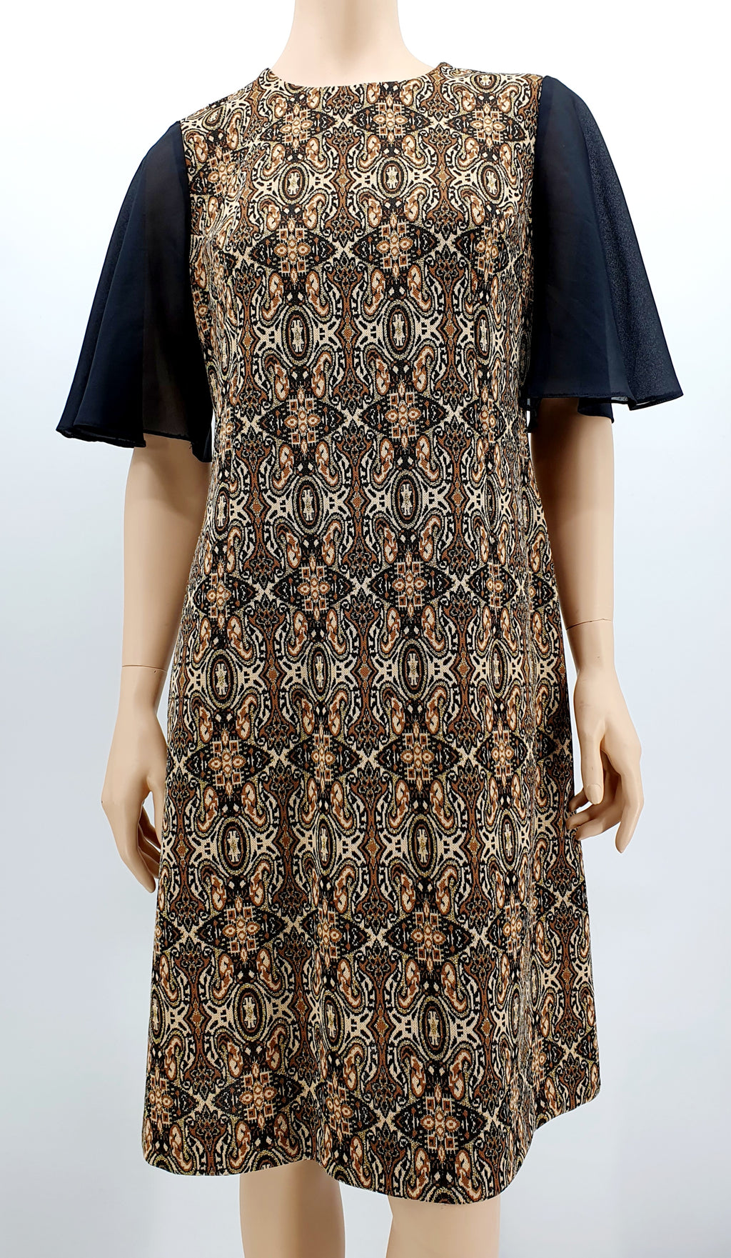 Black and brown glittering party dress from the 70s, size 38/40