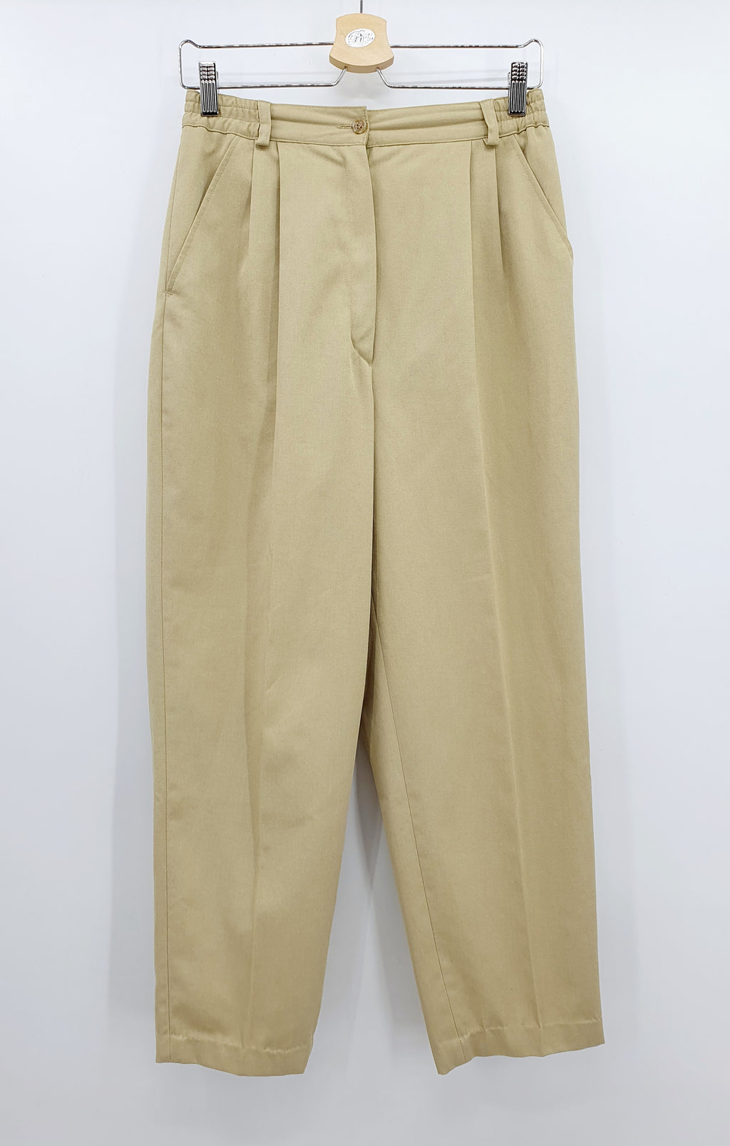 Just In, beigen väriset housut 80-90-luku, vyötärö 74cm, koko 38