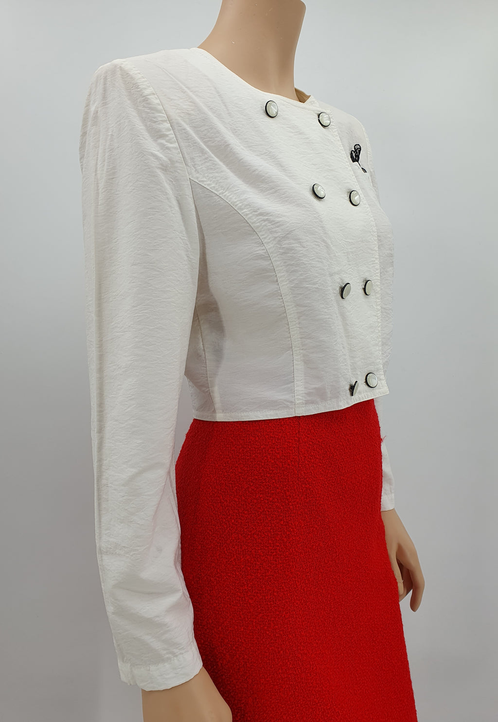 Merlyn, valkoinen lyhyt jakku 90-luvulta, koko 36