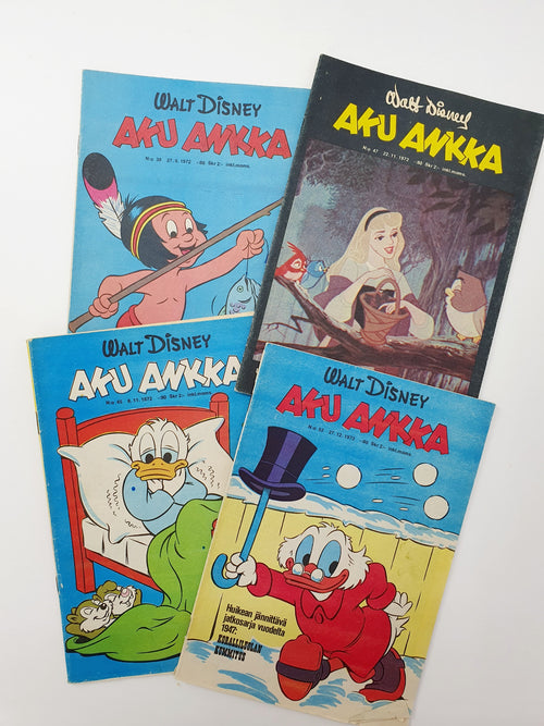 Aku Ankka, keräilylehdet vuodelta 1972, 4kpl