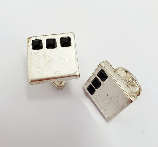 Cufflinks from the 60s-70s, silver colored tiles with black squares