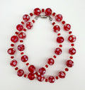 Red and white glass bead necklace, length 53cm