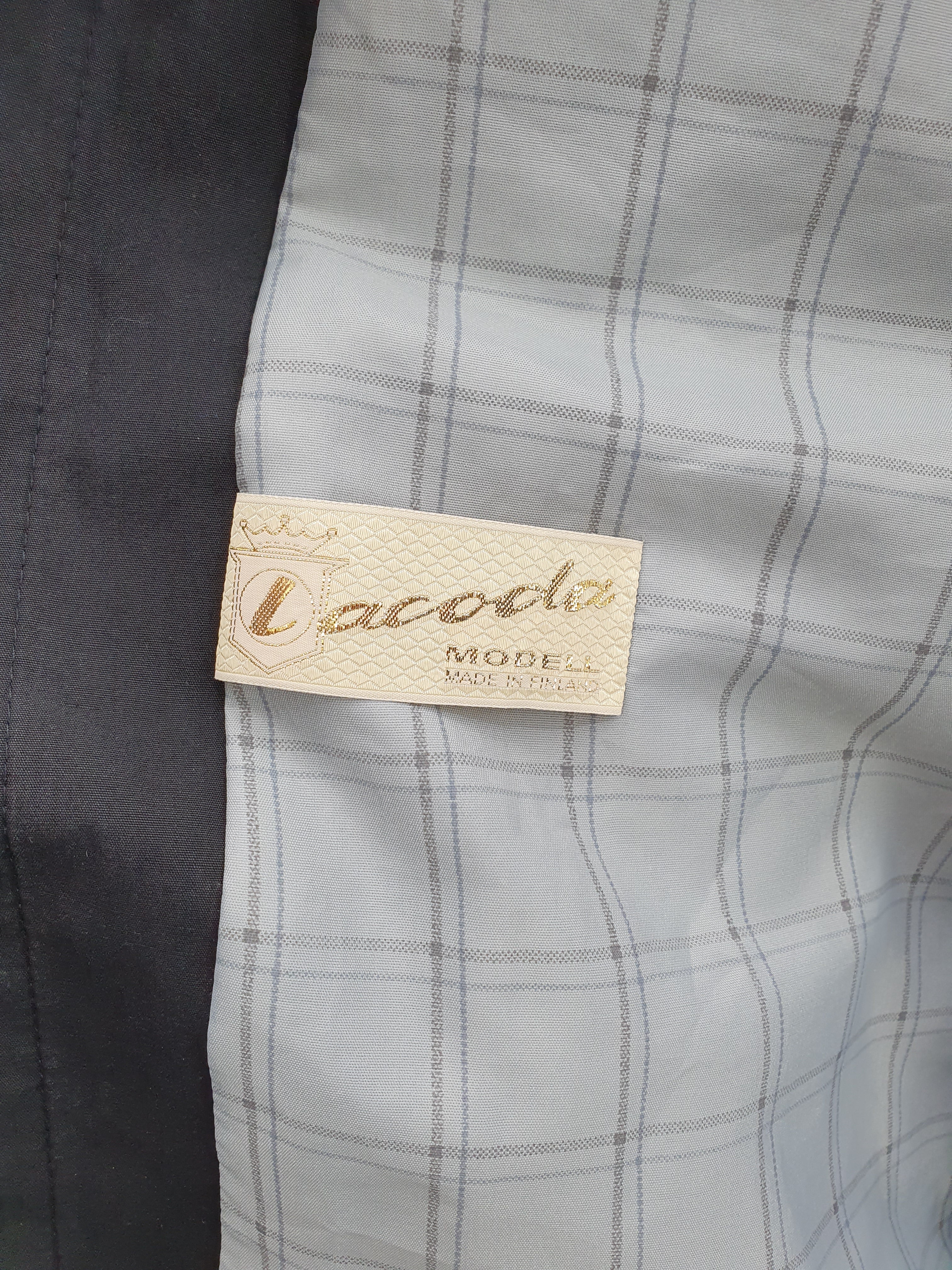 Lacoda, women's mid-length black trench coat from the 70s-80s, size 34-36-38