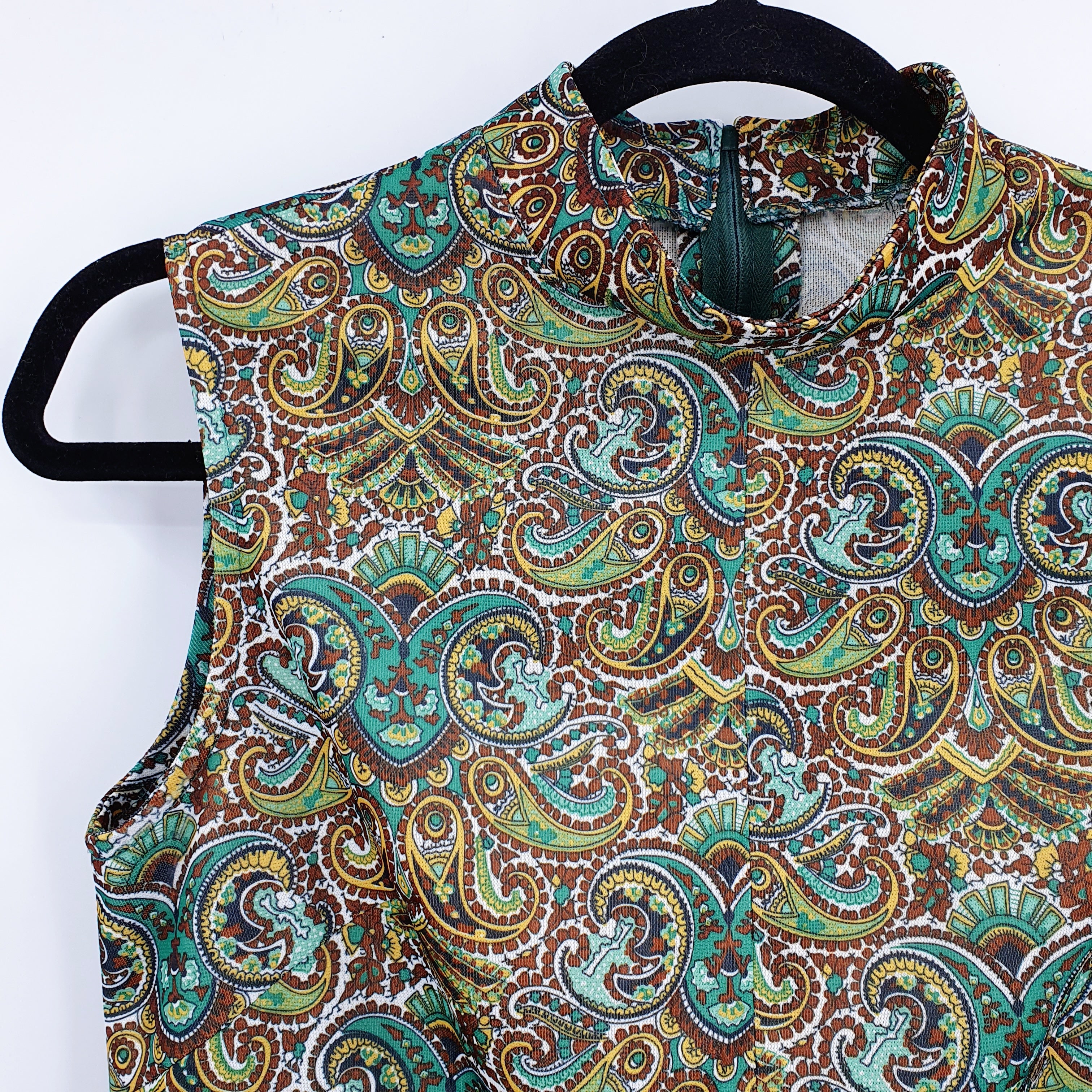 Paisley patterned sleeveless tunic from the 60s, size 34-36