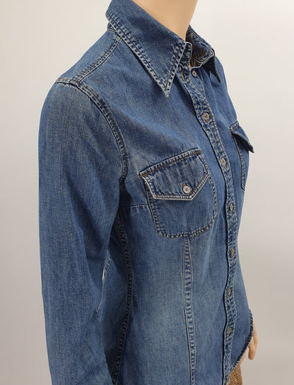 Hennes, blue Y2K denim shirt, size 36