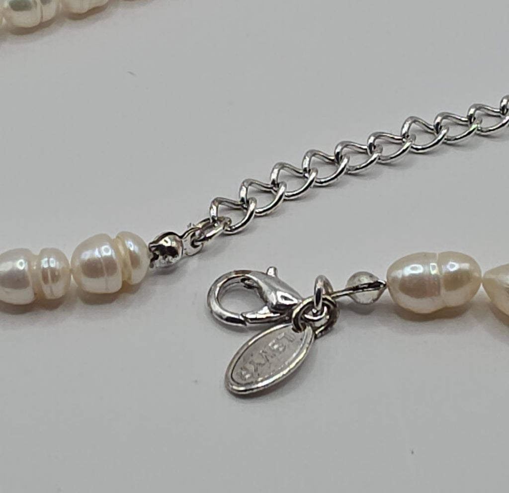 Lbvyr, pearl necklace with rhinestone ring, 2000s, length 45cm