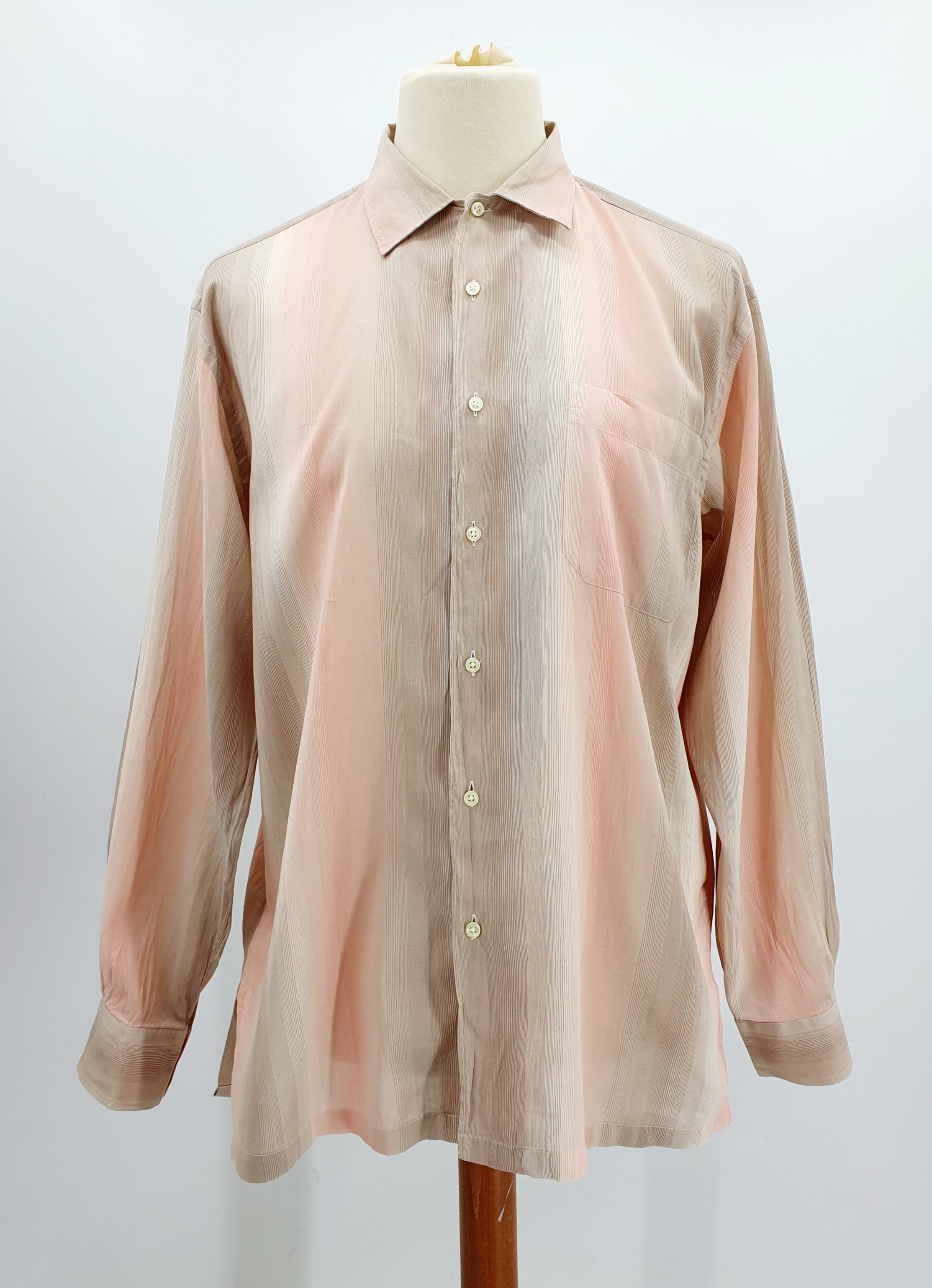 Hilton, vaaleansävyinen miesten vintage kauluspaita, 90-luku, materiaali puuvilla ja silkki