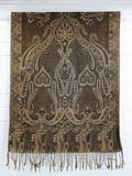 Pashmina-huivi paisleykuviolla, ruskean sävyinen