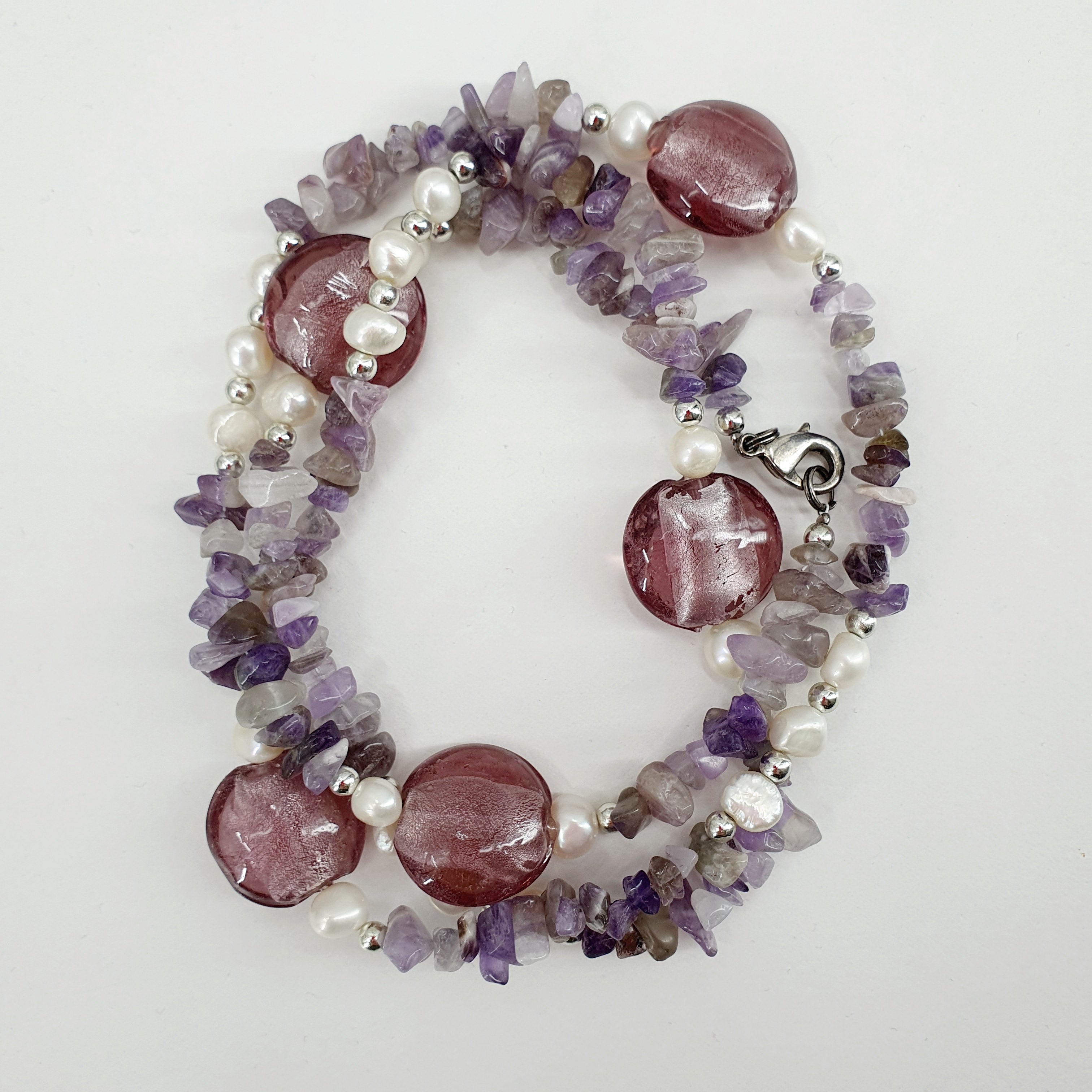 Amethyst necklace, length 80cm