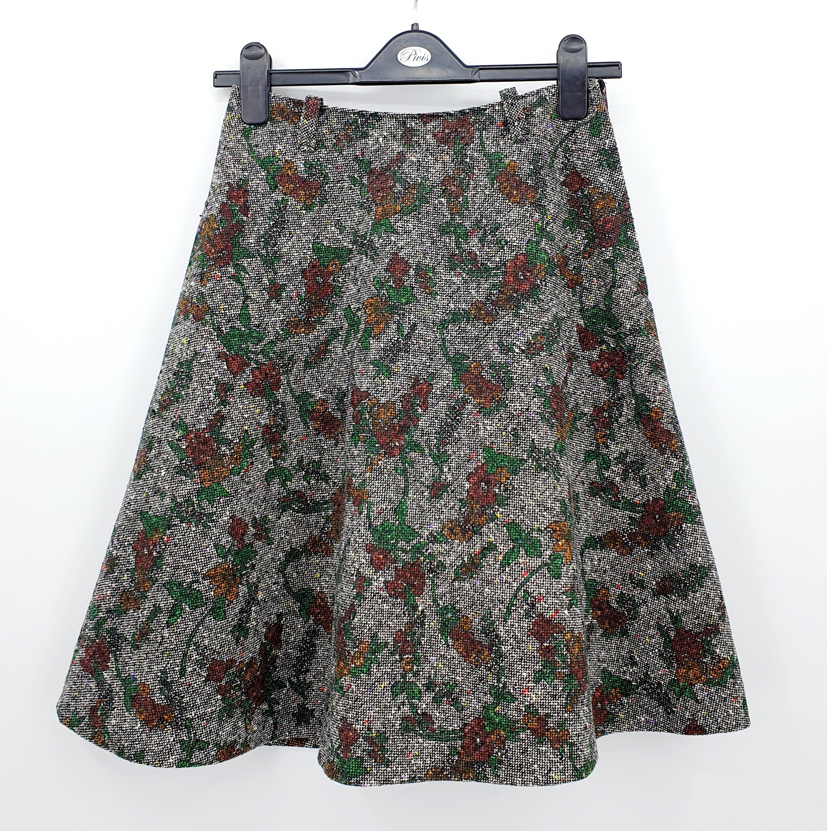 Floral patterned wool blend skirt, 60s, waist 70cm, size 36