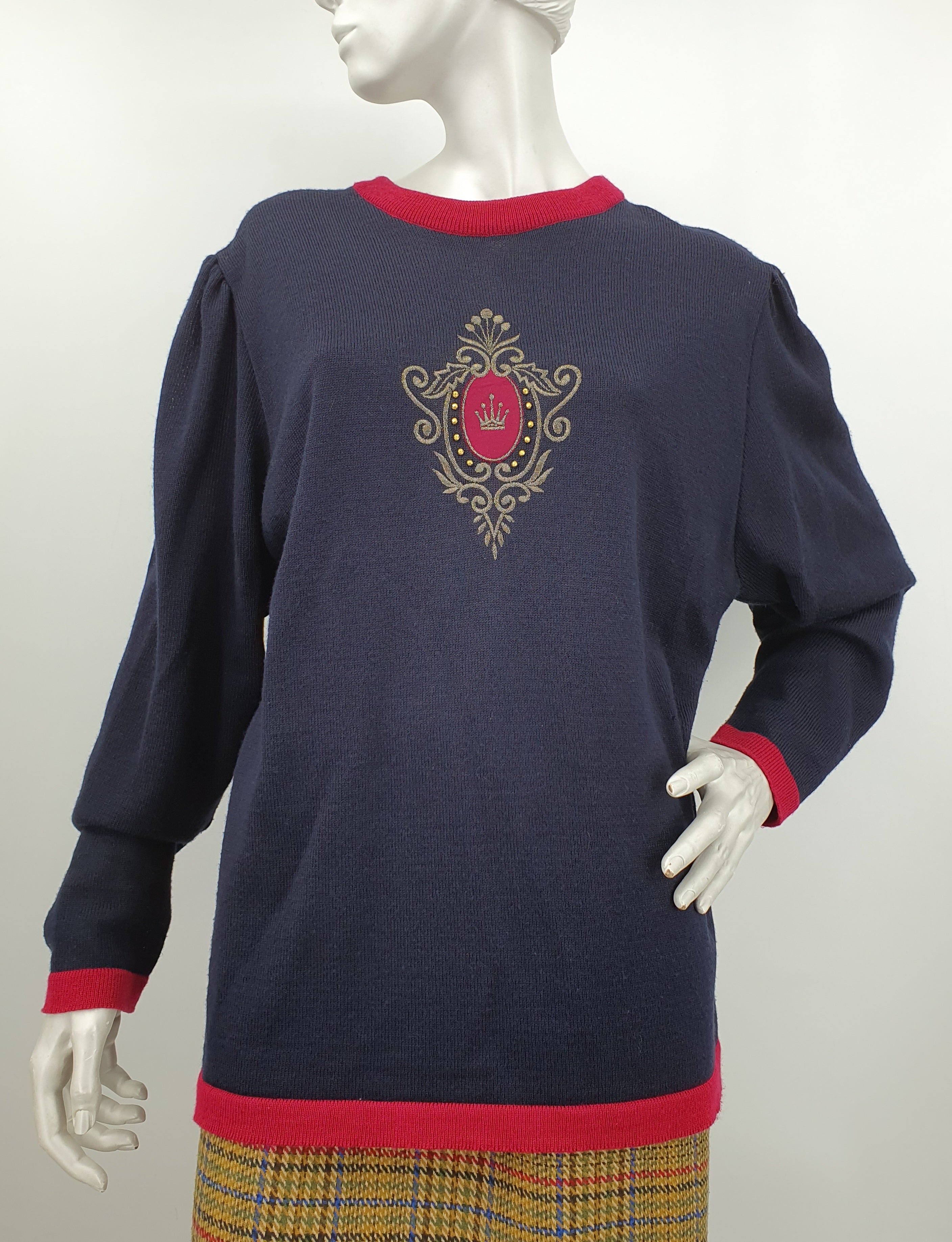 Janina Schreck, dark blue sweater from the 80s-90s, size 42-44