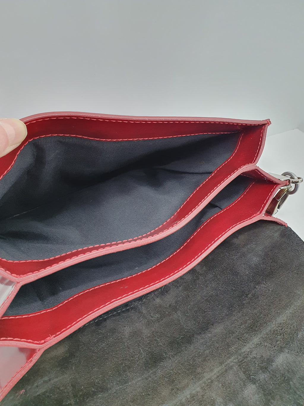 Tosca Blu, red vintage patent leather bag, genuine leather