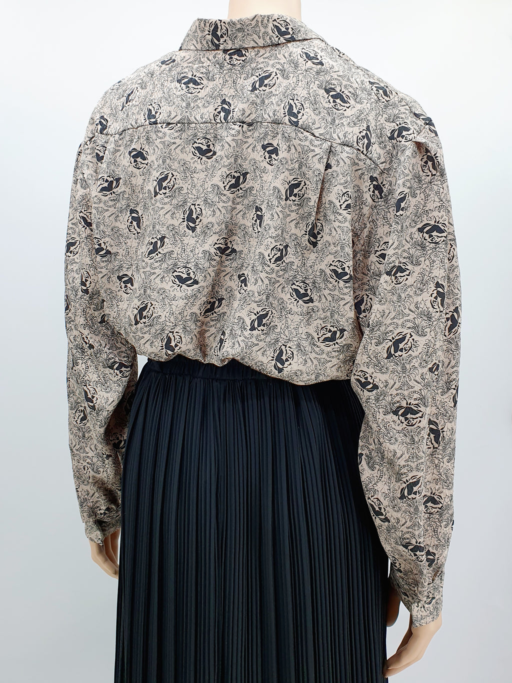 Festive 80s shirt blouse, beige/black, size (42)44