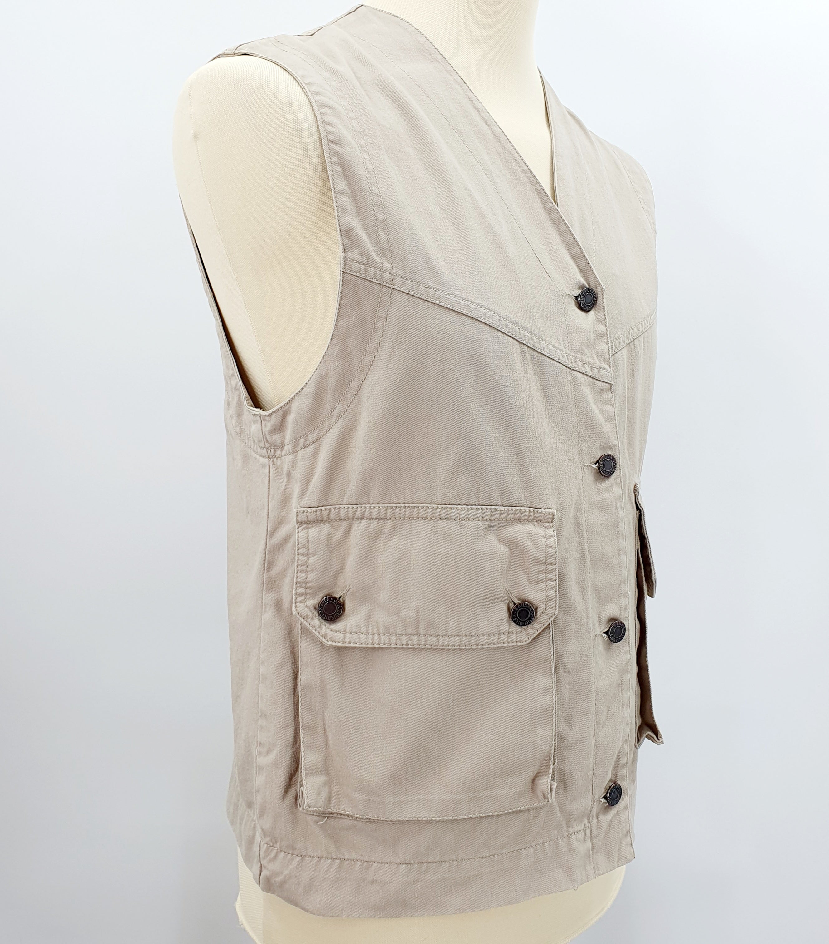 Ragazzi, beige kalastajanliivi 90-luvulta, koko miesten S