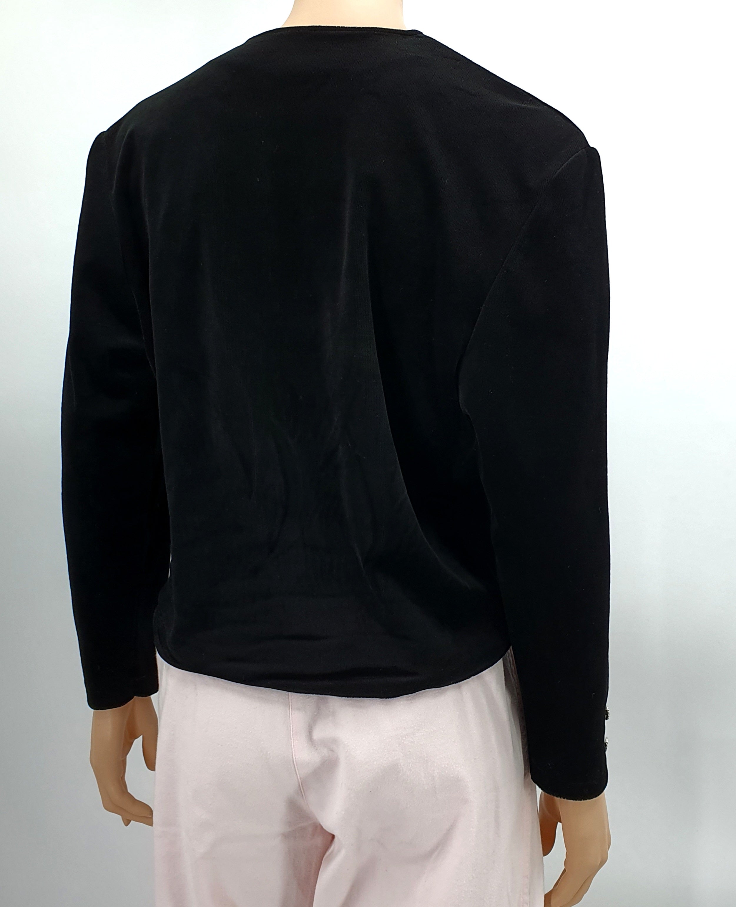 Gina, black stretch velvet jacket from the 80s, size 38-40