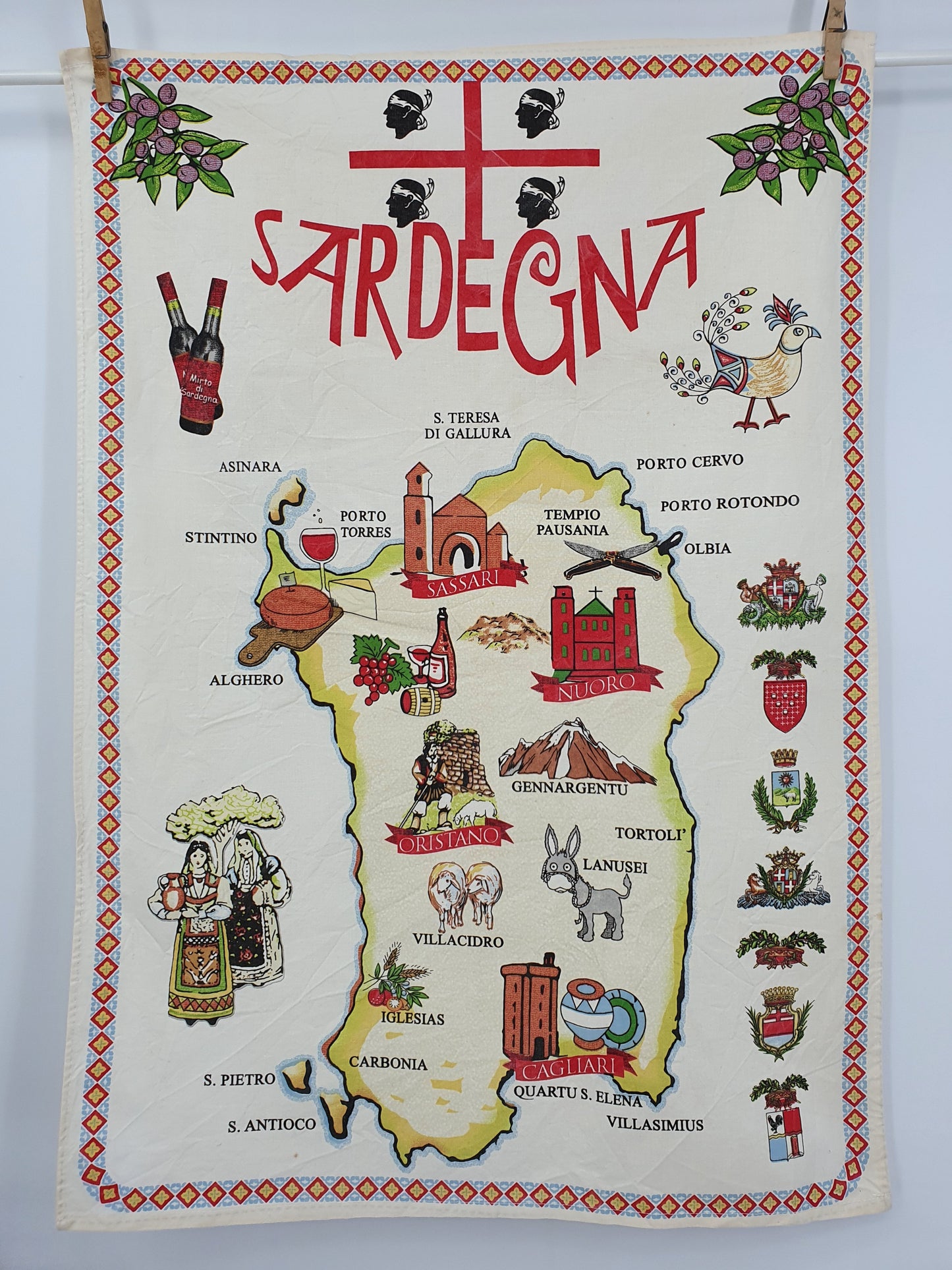 Keittiöpyyhe Sardinian kartalla, koko 57x83cm