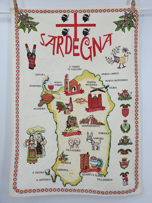 Keittiöpyyhe Sardinian kartalla, koko 57x83cm
