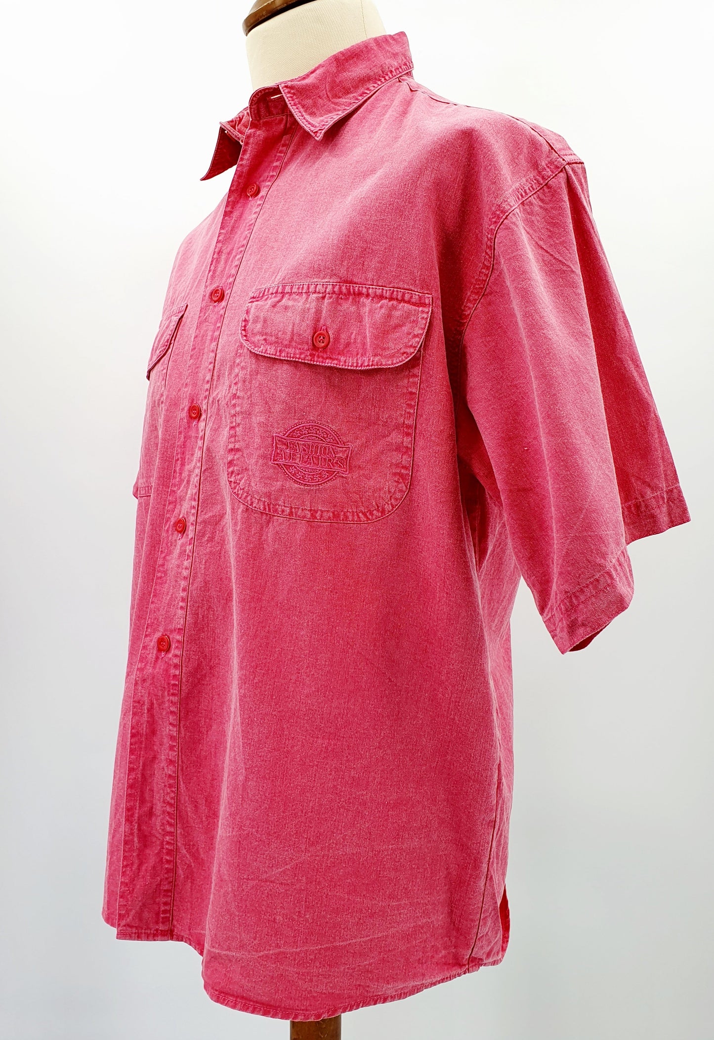 Fashion Affairs, vaaleanpunainen miesten paita, 90-luku, koko M-L