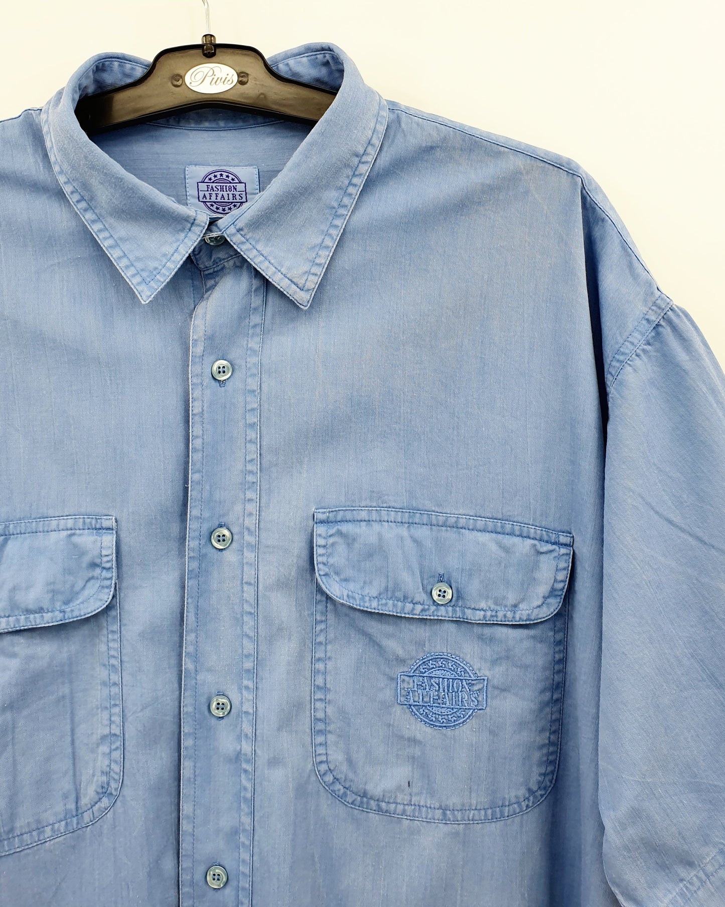 Fashion Affairs, sininen miesten paita, 90-luku, koko XL