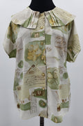 Green-toned women's shirt with a large collar, 90s, size 40(42)