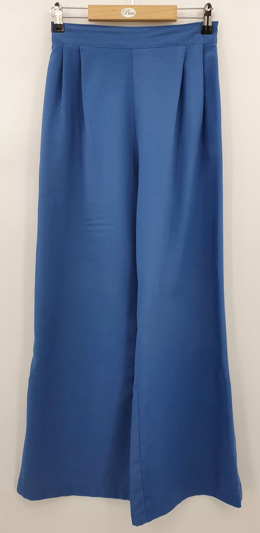 Carissa, siniset housut, 90-luku, vyöt.ymp. 66-72cm, kokoarvio 34-36