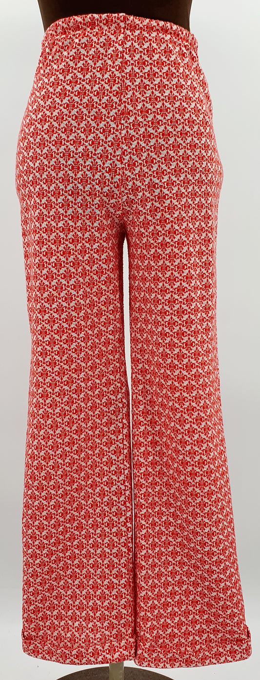 Punavalkoiset housut, 90-luku, vyöt.ymp. 62-74cm, kokoarvio 34(36)