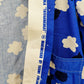 Taivaan kukat- kankaasta valmistettu paitajakku, 70-luku, koko 34