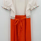 Oranssi-valkoinen mekko, koko 38-40