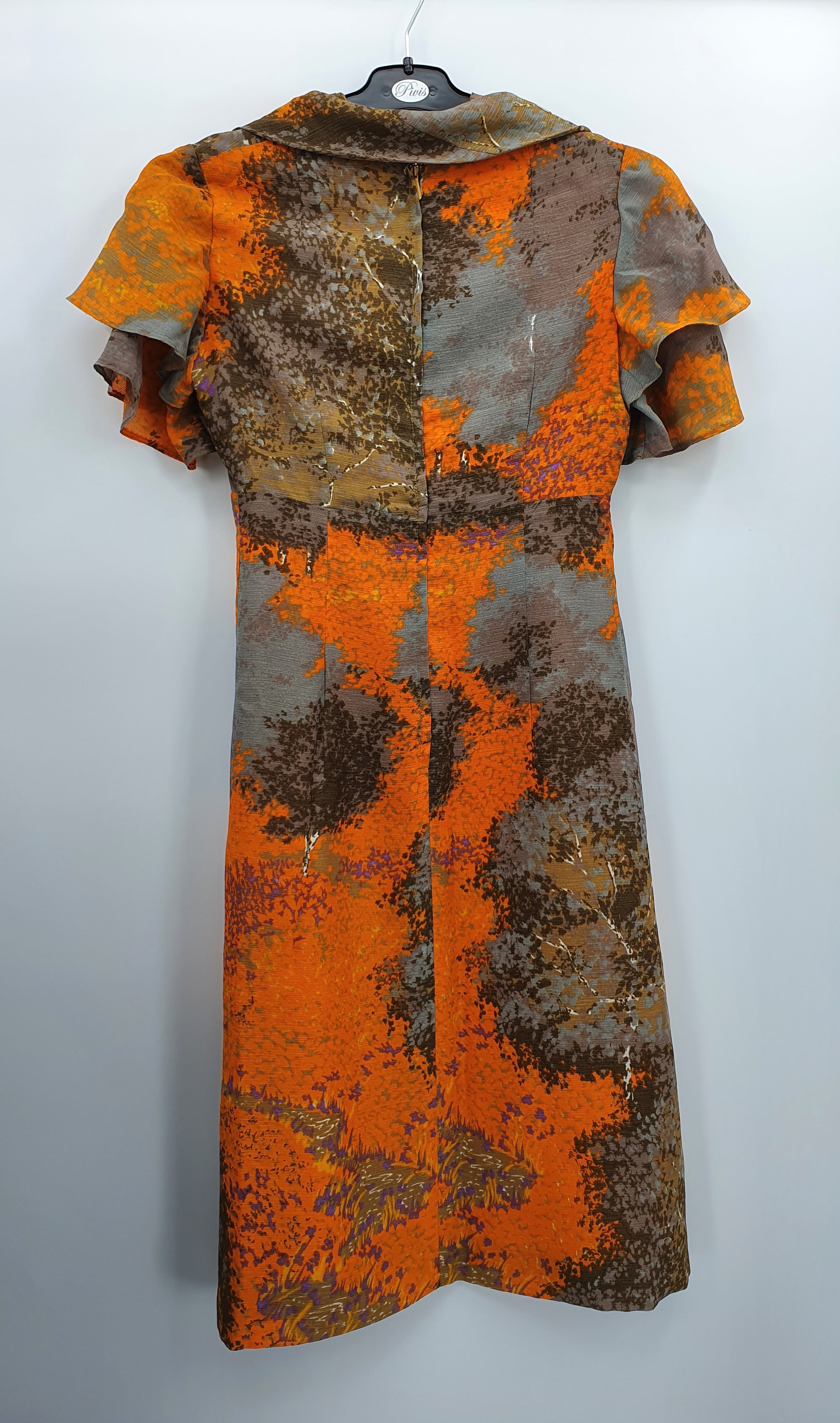 Chix-Puku, fawn colored party dress, 70s, size 34