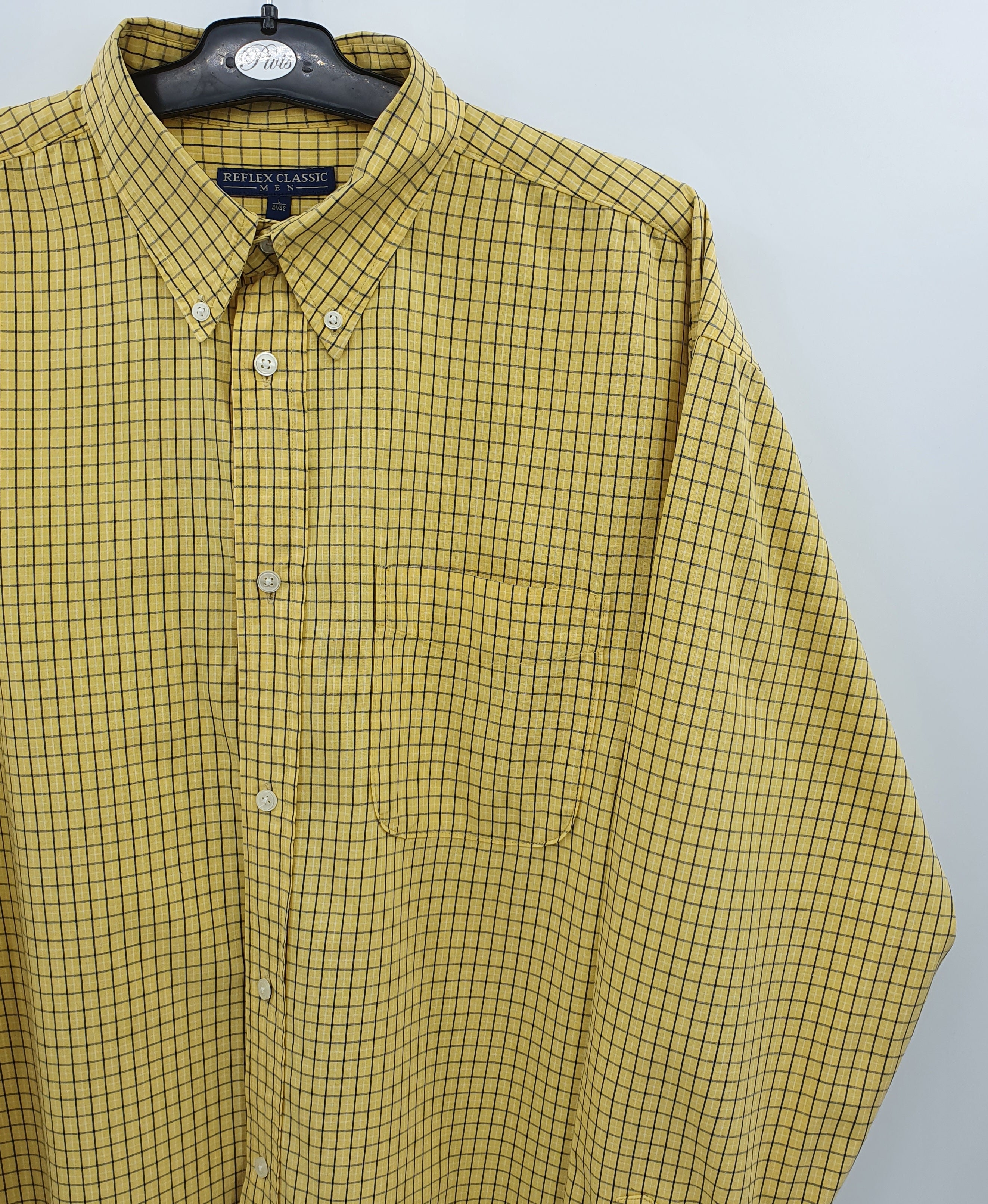 Reflex Classic, miesten keltainen paitapusero, 90-luku, koko (L)XL