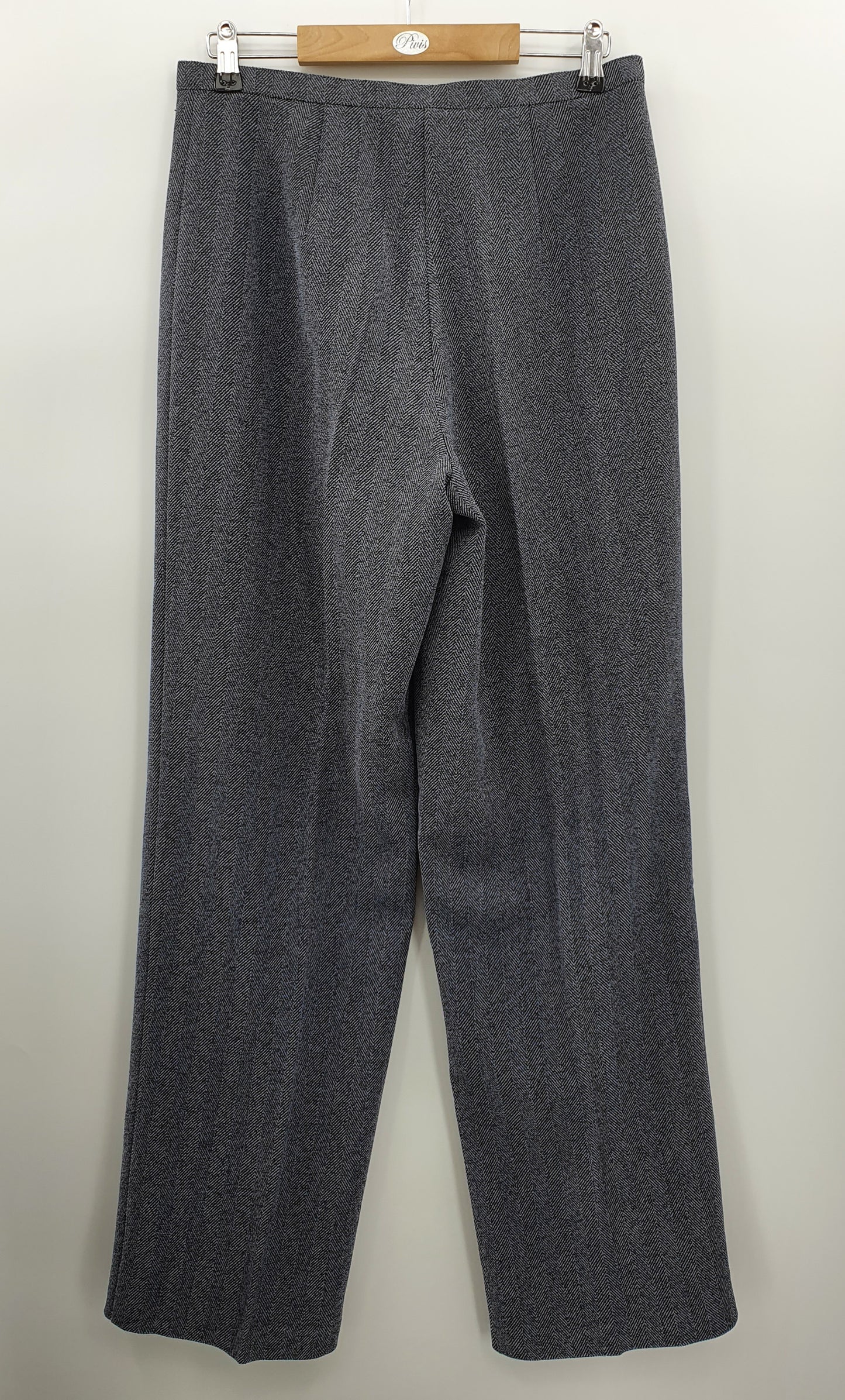 Tazzia, harmaat leveälahkeiset housut, 90-luku, vyöt.ymp. 76cm, kokoarvio 38