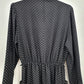 Nina, musta kuvioitu mekko, 80-90-luku, koko 38-40