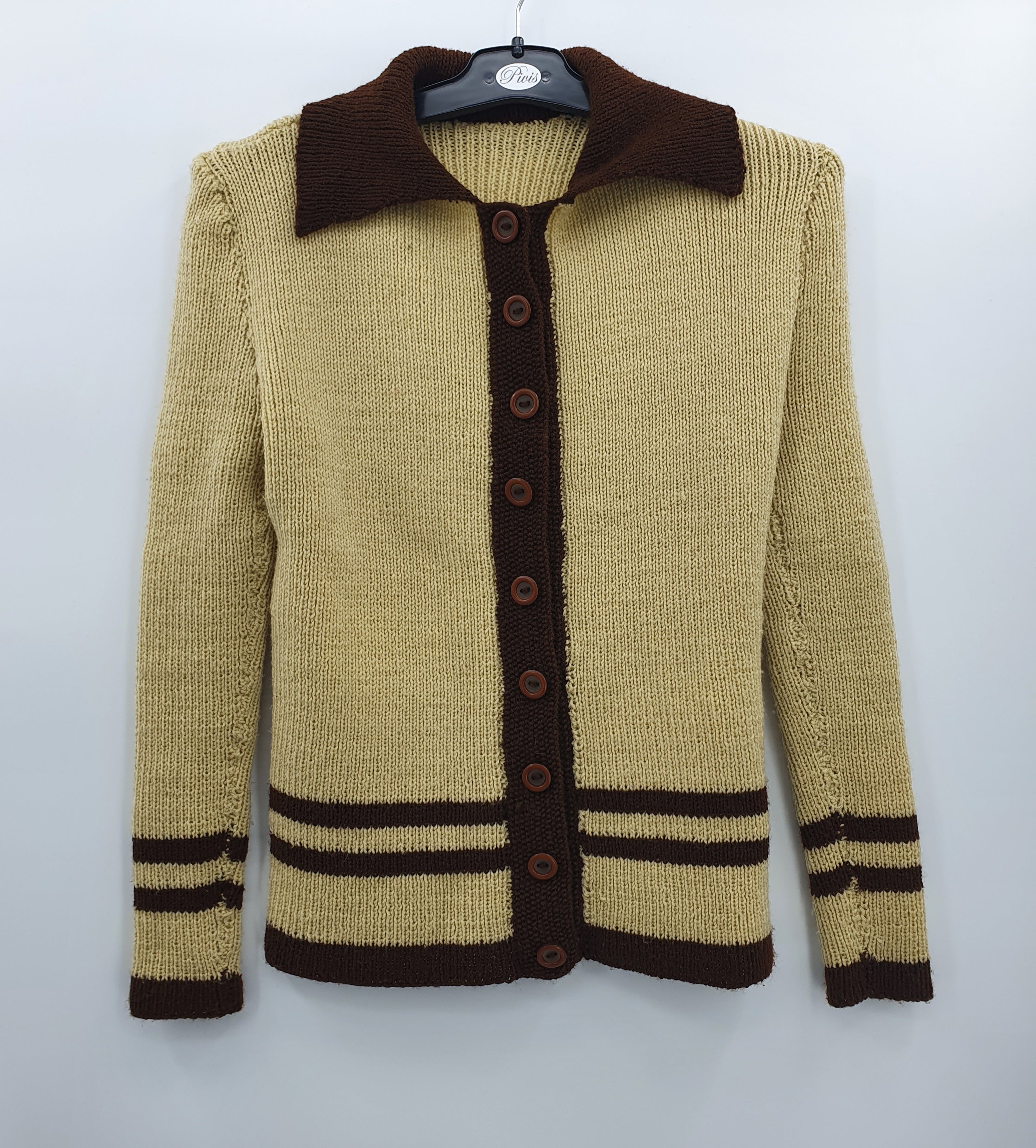 Hand-knitted retro cardigan, 70-80s, size 34