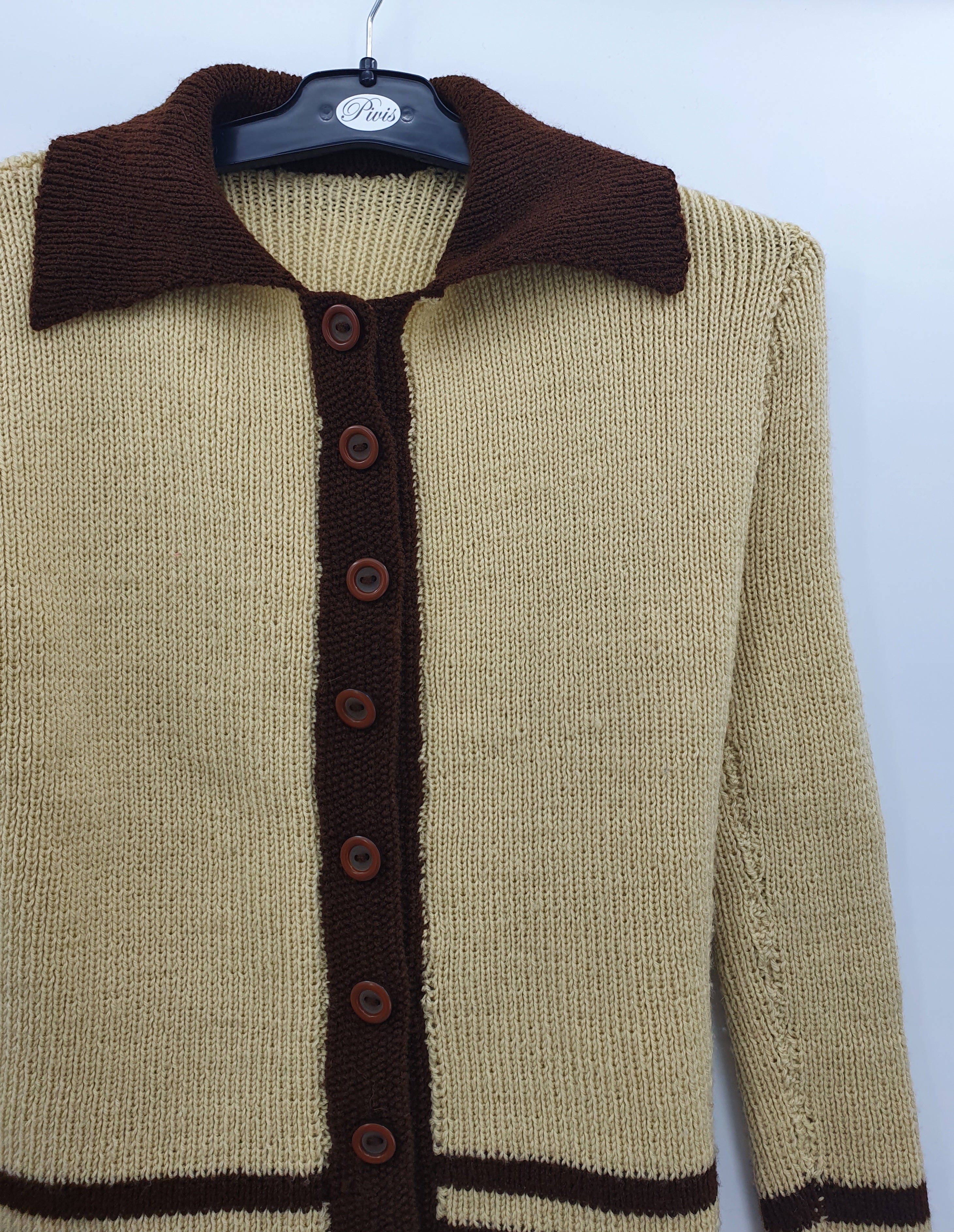 Hand-knitted retro cardigan, 70-80s, size 34