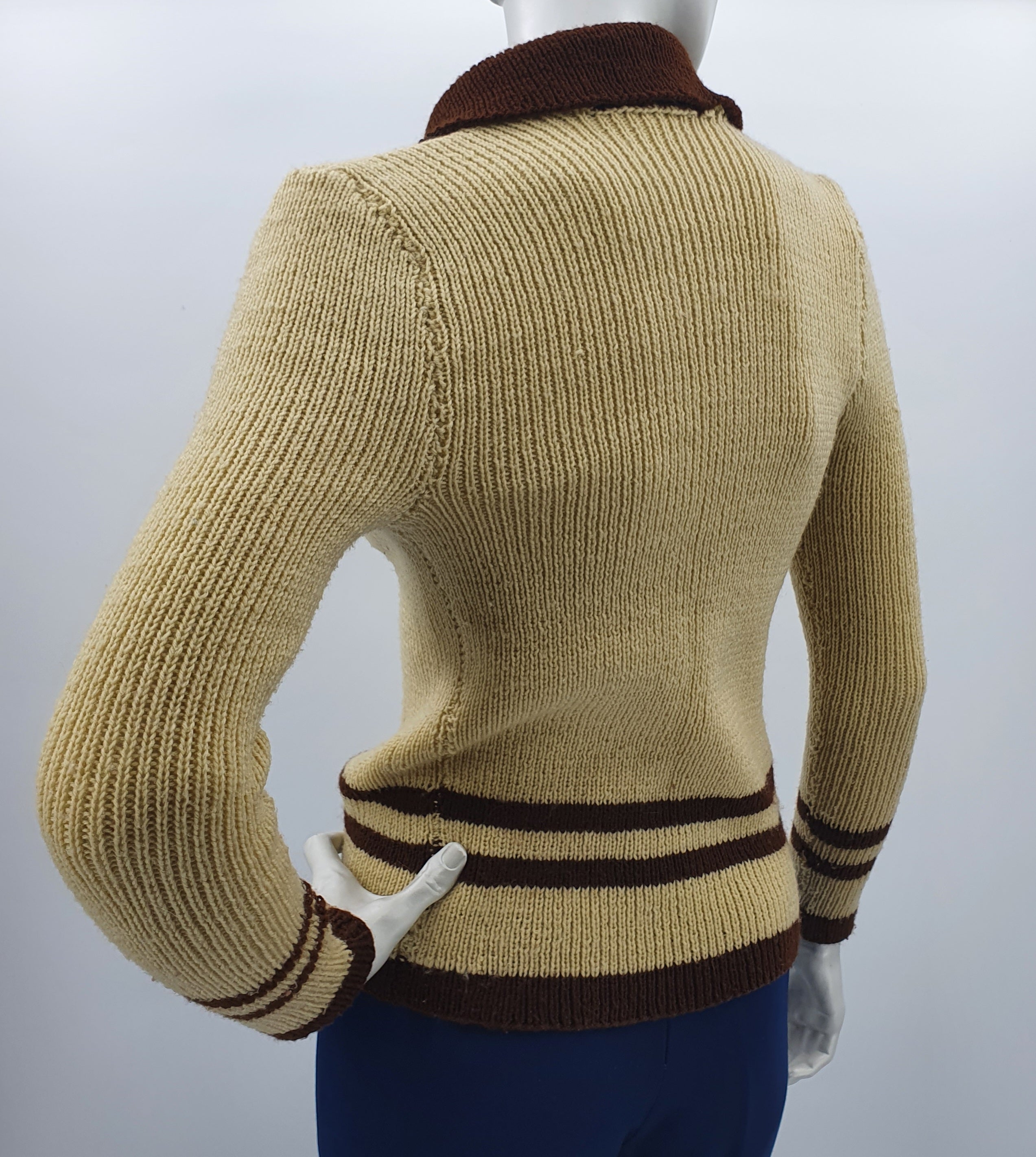 Hand-knitted retro cardigan, 70-80s, size 34