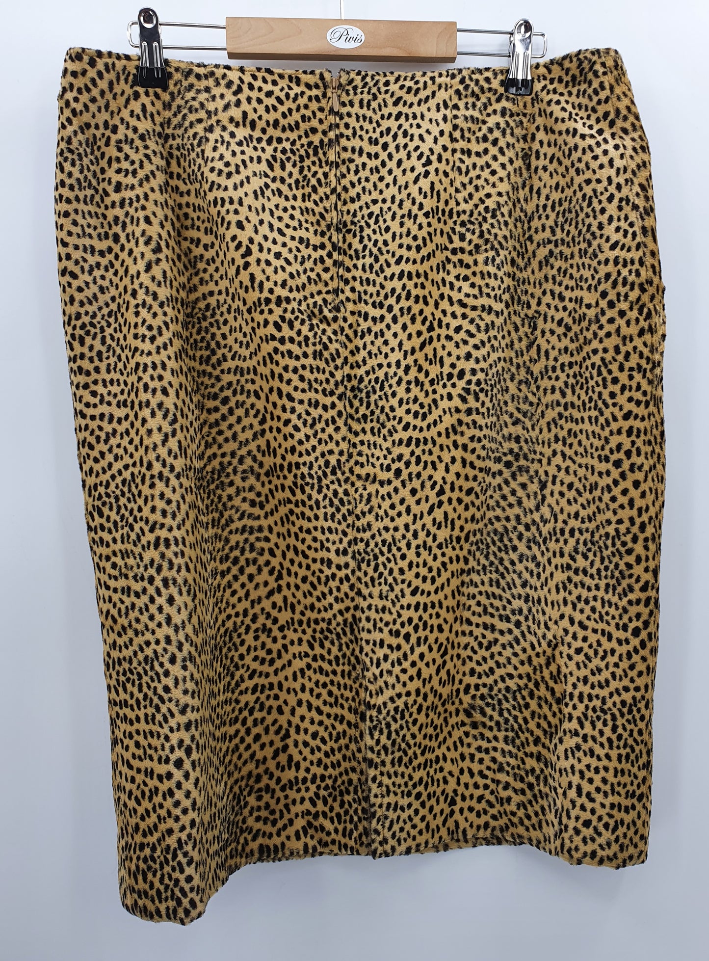 Leopardikuvioinen hame, 80-90-luku, vyöt.ymp. 90cm, kokoarvio 44