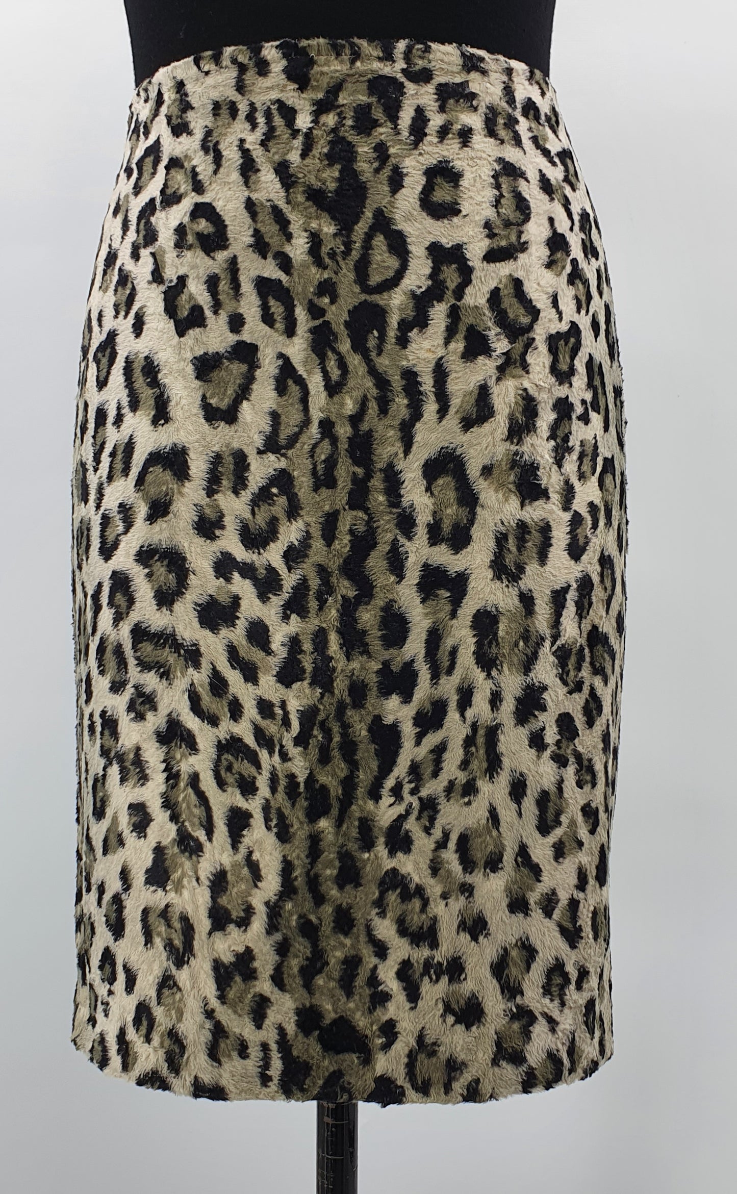 Marly's, leopardikuvioinen hame, 80-90-luku, vyöt.ymp. 86cm, kokoarvio 42