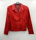 Mokka-Nappa, red suede jacket, 80s-90s, size 36