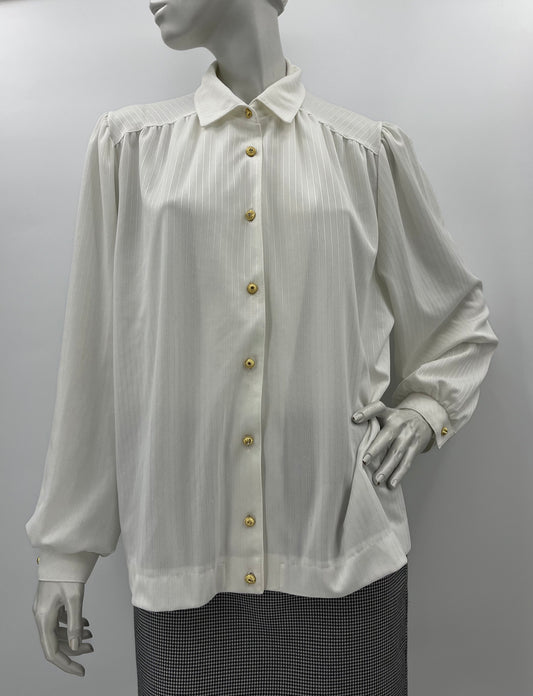 FinnKarelia, valkoinen paitapusero, 80-90-luku, koko 42