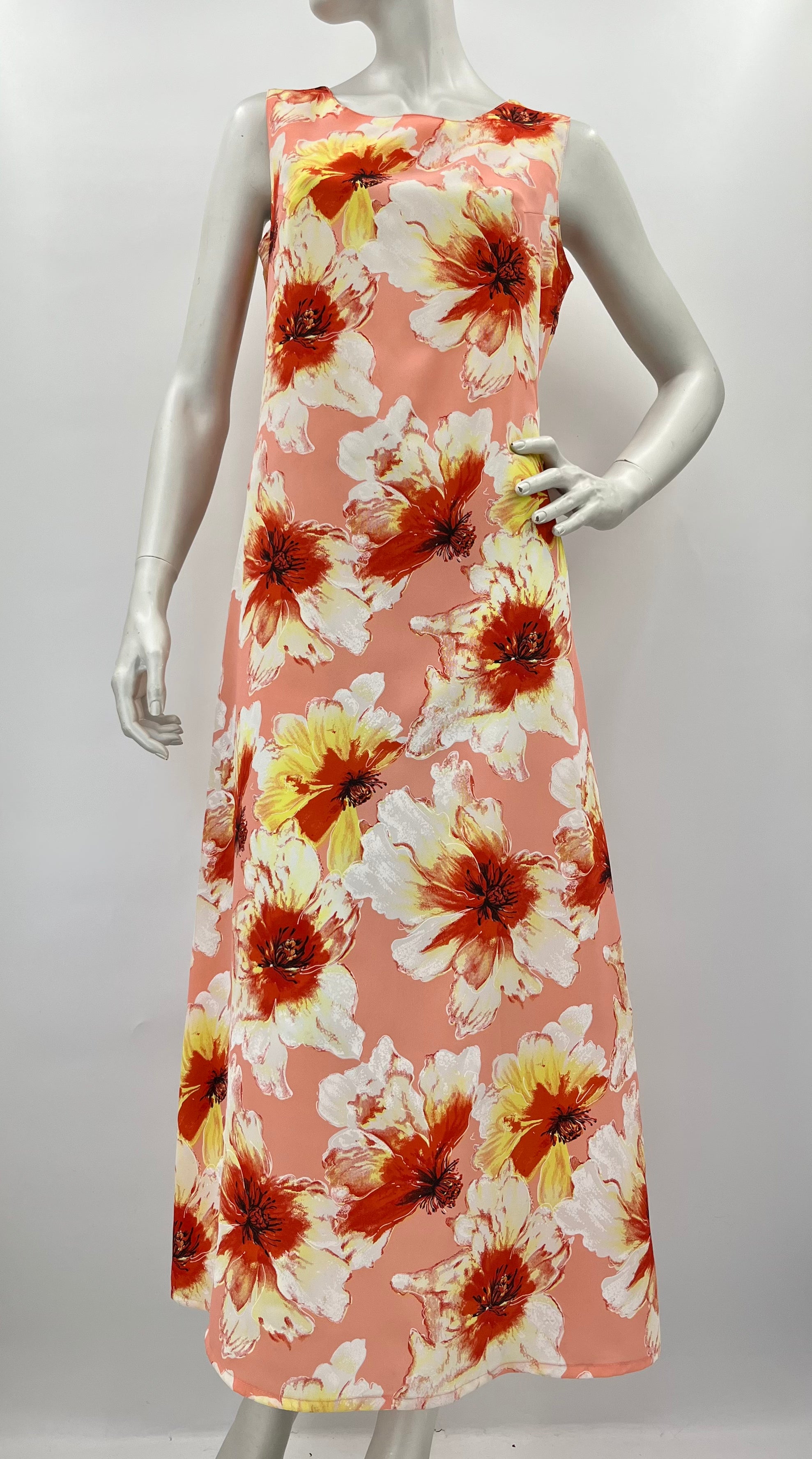 La Reine, sleeveless floral dress, 90s-2000s, size 38