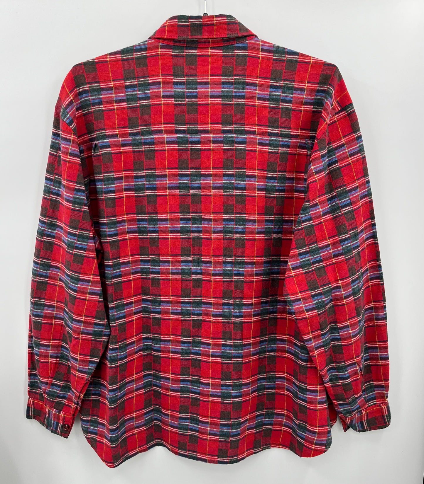 Ruutukuvioinen puna-vihreä paitapusero, 80-luku, koko 40-42