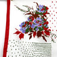 Puna-valkoinen kukkahuivi, koko 52x52cm