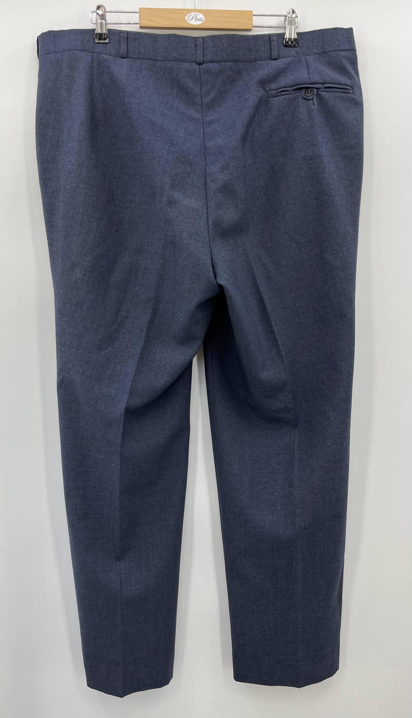 Lammervo, tummanharmaat miesten housut, 80-90-luku, vyöt.ymp. 106cm
