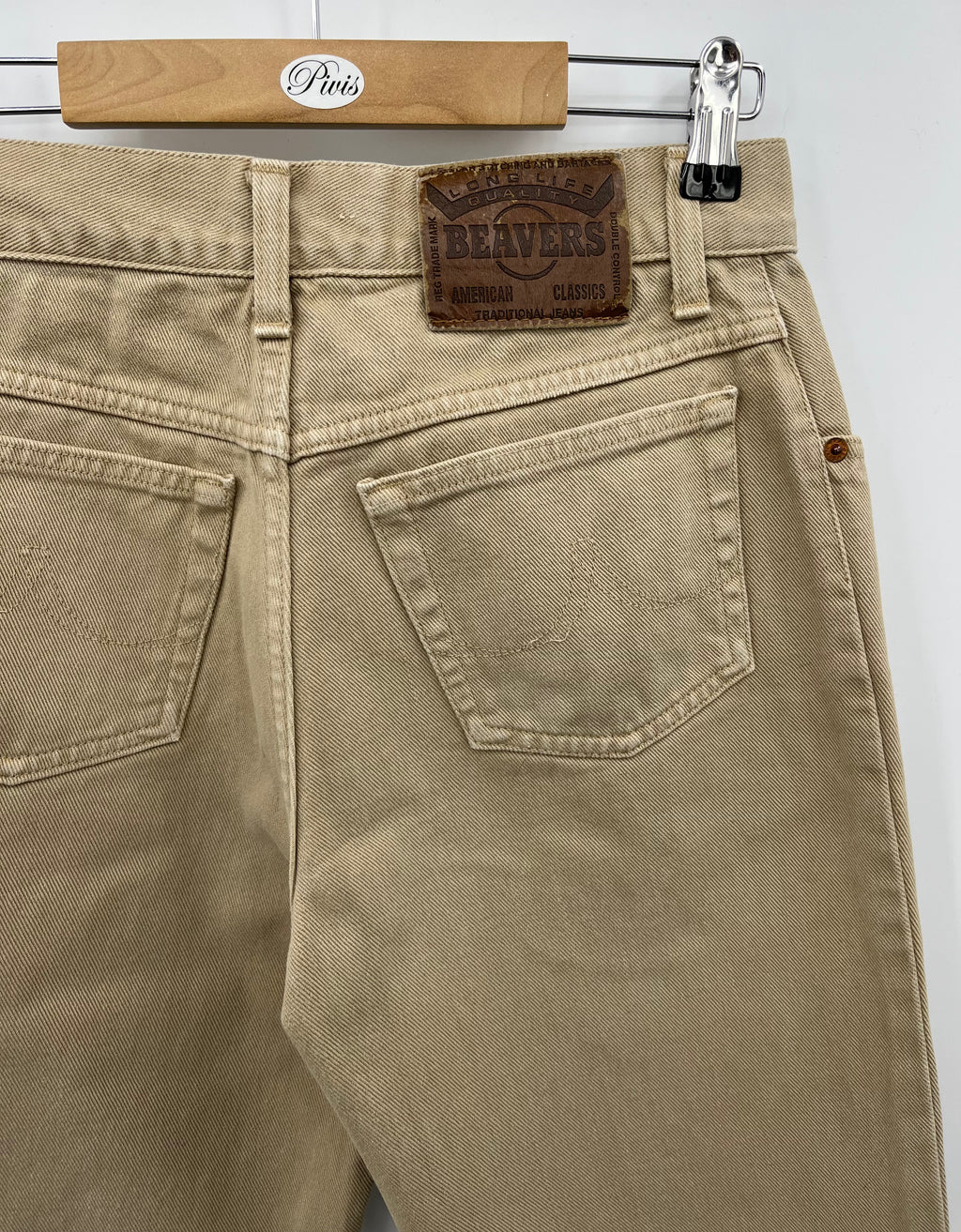 Beavers, light beige jeans, 80s, waist 70cm, size 34-36