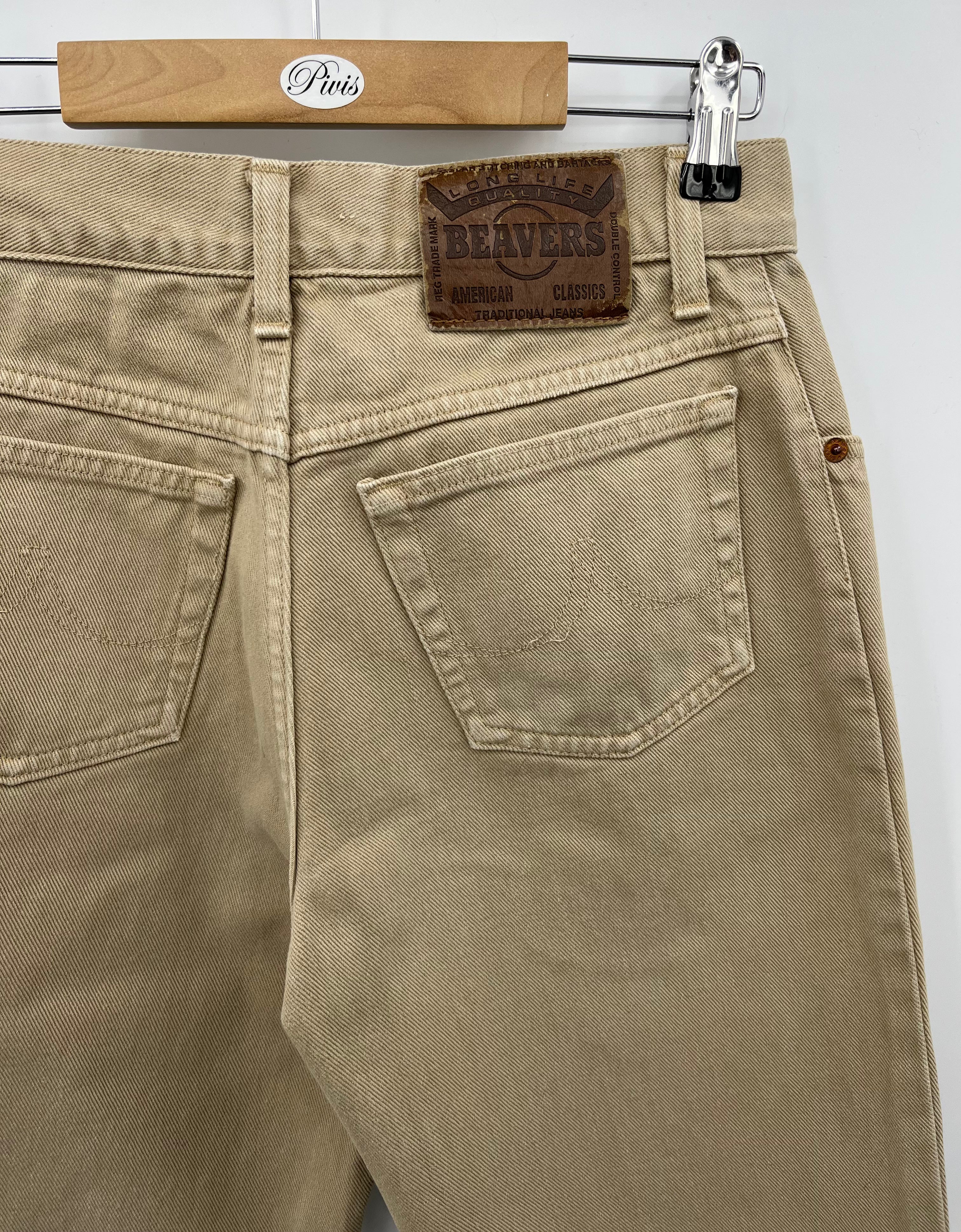 Beavers, light beige jeans, 80s, waist 70cm, size 34-36