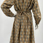 Collier Campbell-puuvillakangas, ruutukuvioinen mekko ja vyö, 80-luku, koko 42