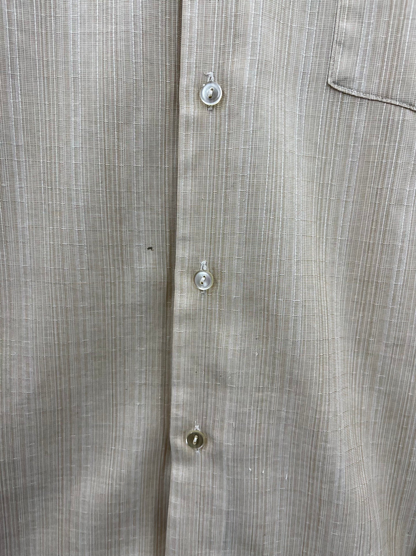 Tiklas, pellavanvärinen miesten paita, 70-luku, koko S-M