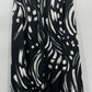Soili, mustavalkoinen A-linjainen hame, 90-luku, vyöt.ymp. 70-100cm, kokoarvio 36-38-40